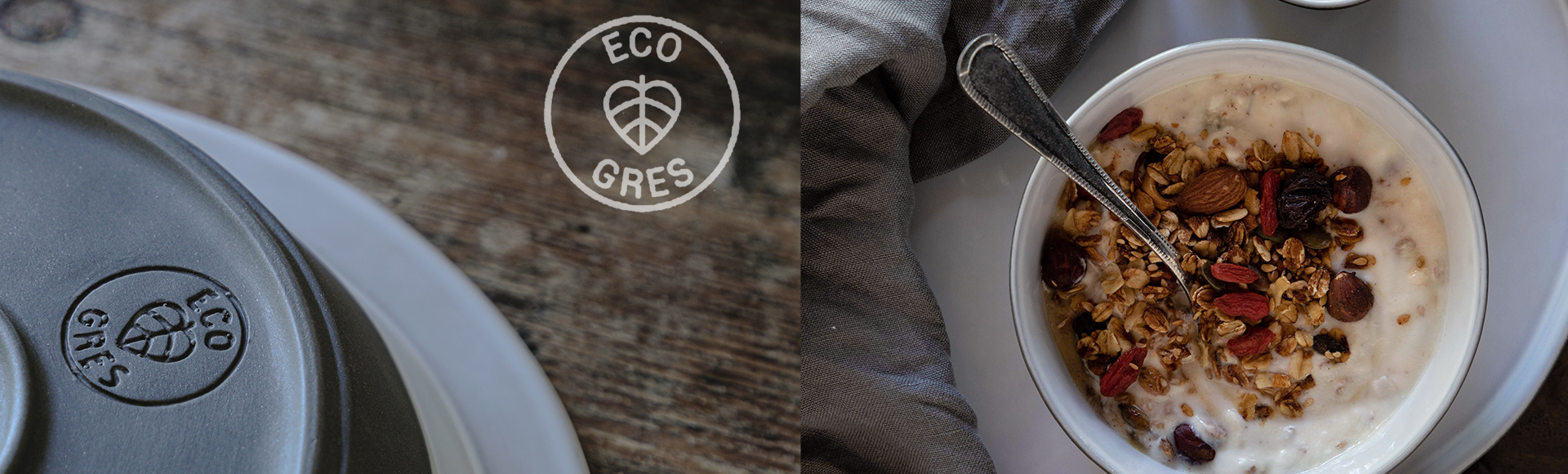 製造過程で廃棄されていた原料をリサイクルして出来上がったCOSTANOVAオリジナルのリサイクル陶土ECO　GRESを使ったリサイクル製品は、黒い素地のマットな質感が魅力です。